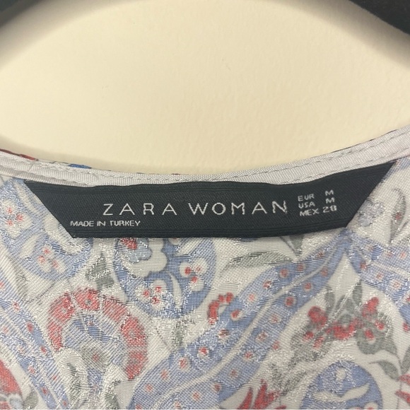 ZARA Silky Blue Paisley Authentic Wrap Longsleeve Midi Dress - Picture 9 of 15